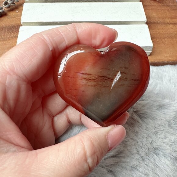 Cute Small Carnelian with Druzy Heart Carving - Picture 5 of 5